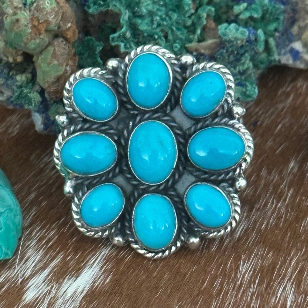 Kingman Turquoise Cluster Statement Sterling Silv… - image 8